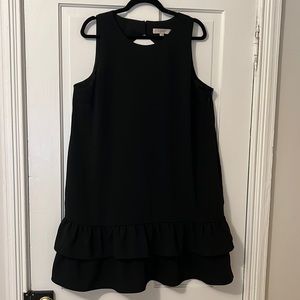 LOFT Black Ruffle Hem Sleeveless Dress